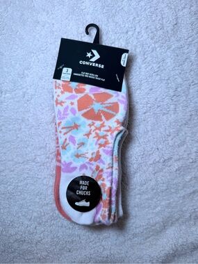 Converse Women’s Floral Low-Cut Socks - Coral, Pink & White
